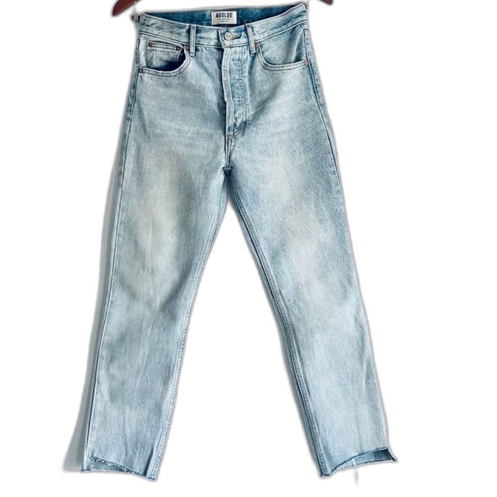 Agolde High Rise Slim Organic Cotton Jeans with Raw Cut Hem Size 26 - Picture 4 of 14